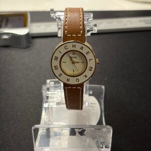 Michael Kors MK-4040 Wristwatch Womens OS Brown Gold Logo Leather Strap